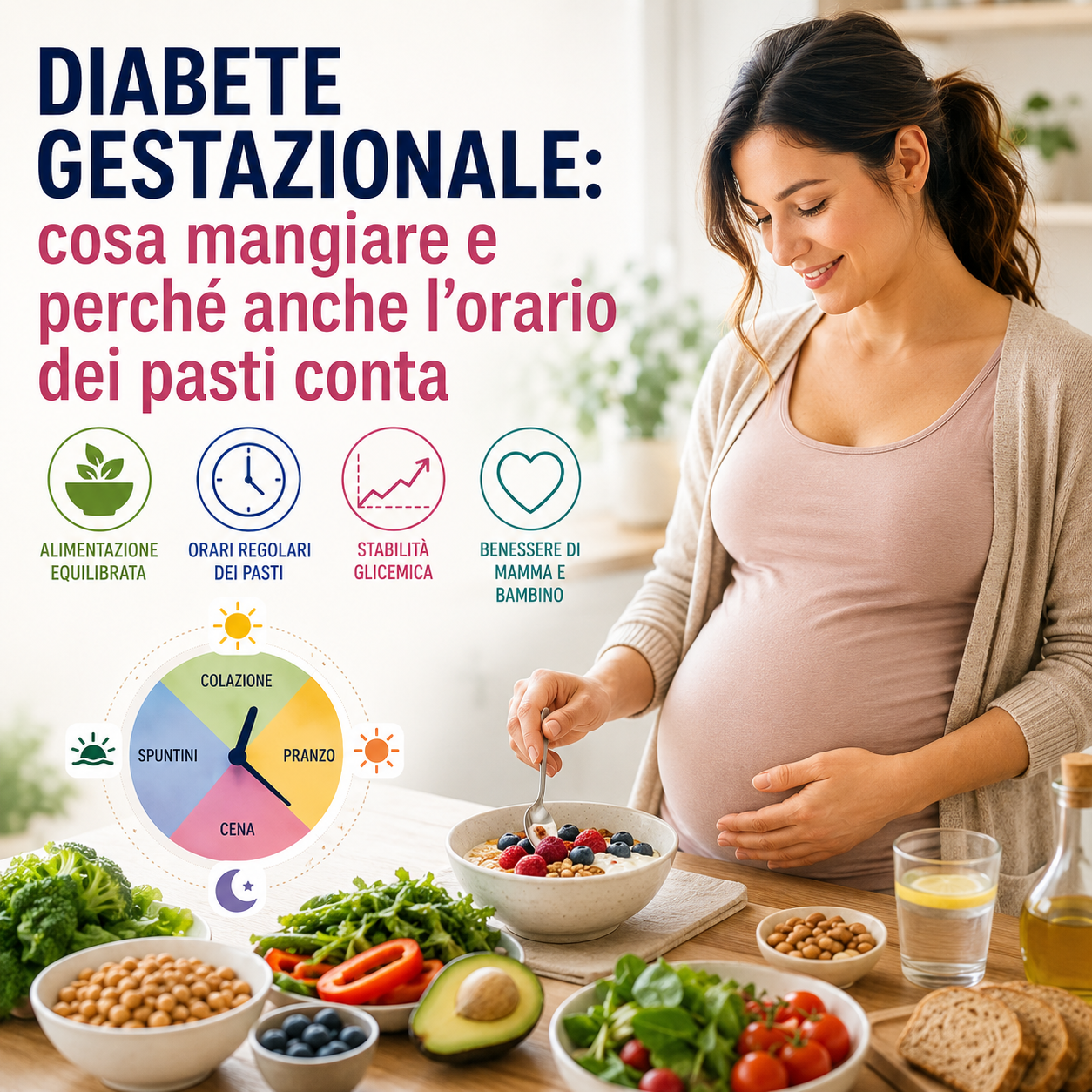 Diabete gestazionale: cosa mangiare e perché anche l’orario dei pasti conta