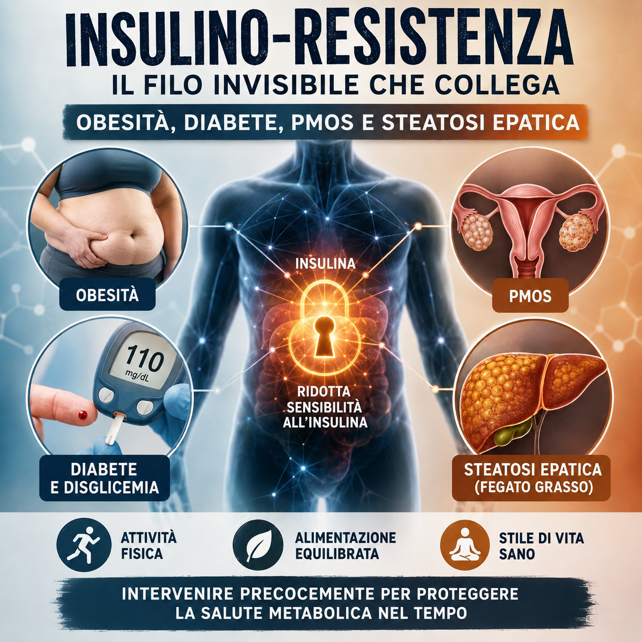 Insulino-resistenza: il filo invisibile che collega obesità, diabete, PMOS e steatosi epatica (fegato grasso)
